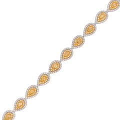 14K Two Tone Pear Shaped Natural Yellow Diamond Bracelet 3.87CTW