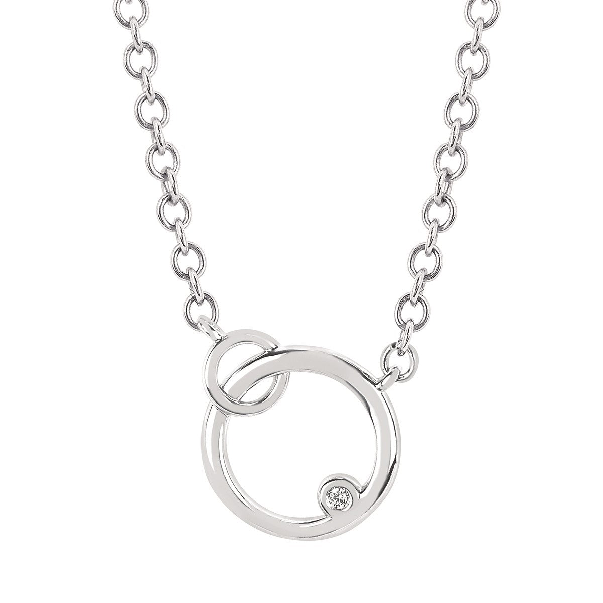 Sterling Silver Diva Diamonds Double Circle Necklace