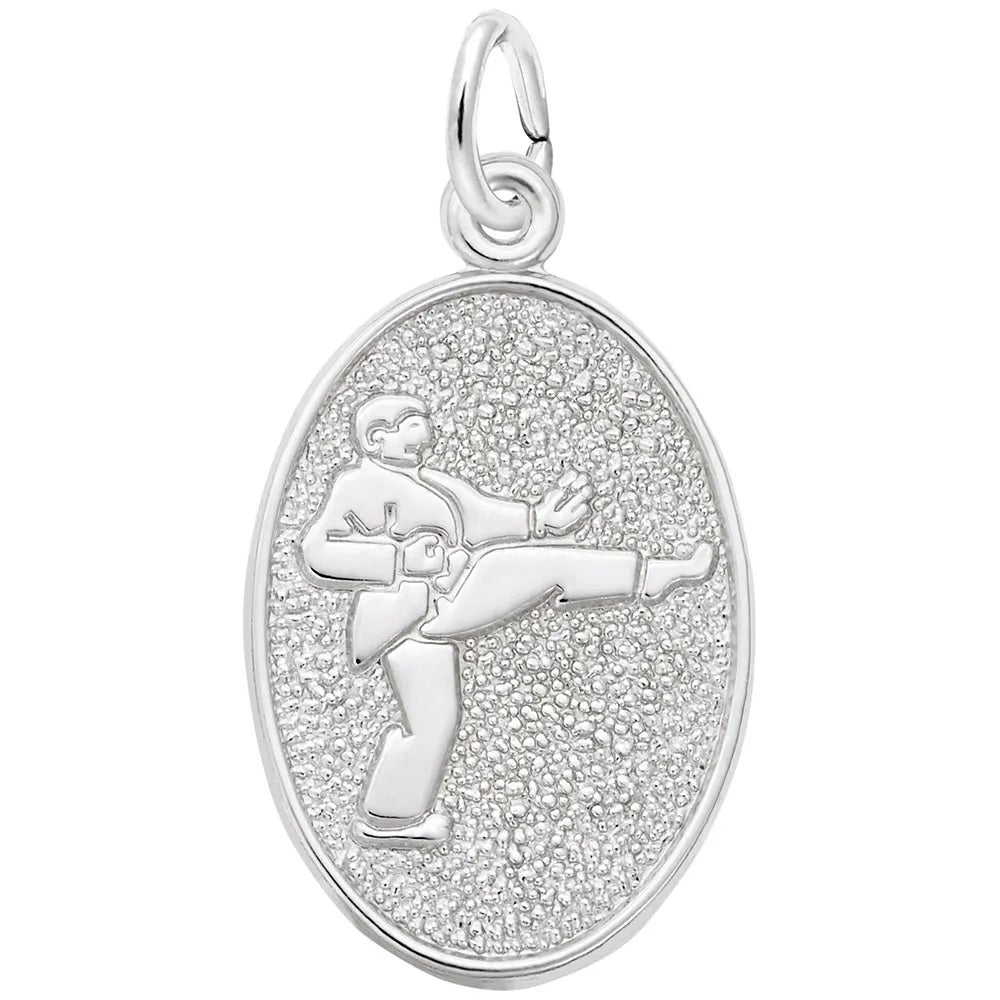 Sterling Silver Martial Arts Oval Disc Charm