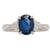 Platinum Oval Sapphire Ring with Trillian Cut Accents