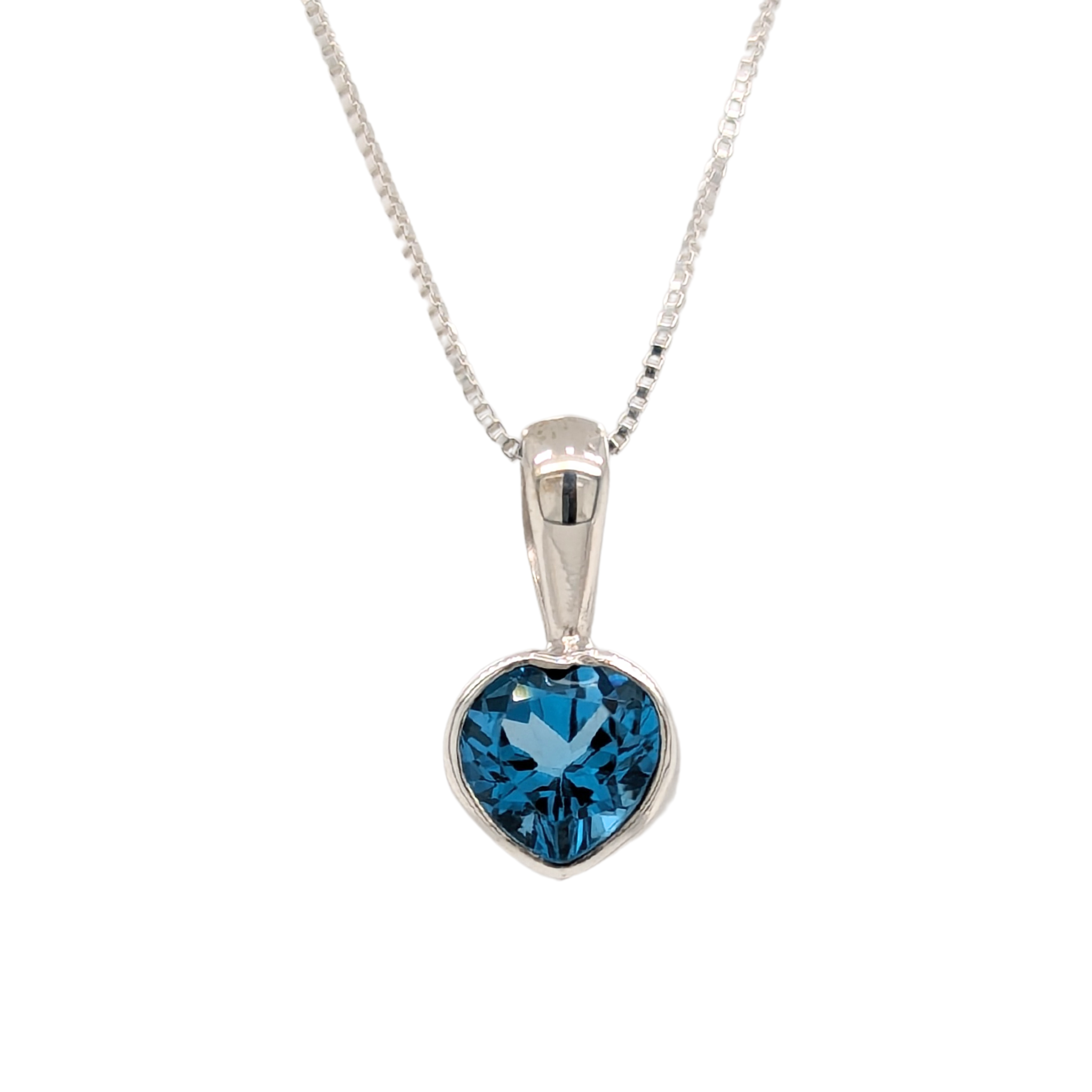 Sterling Silver Blue Topaz Heart Birthstone Pendant