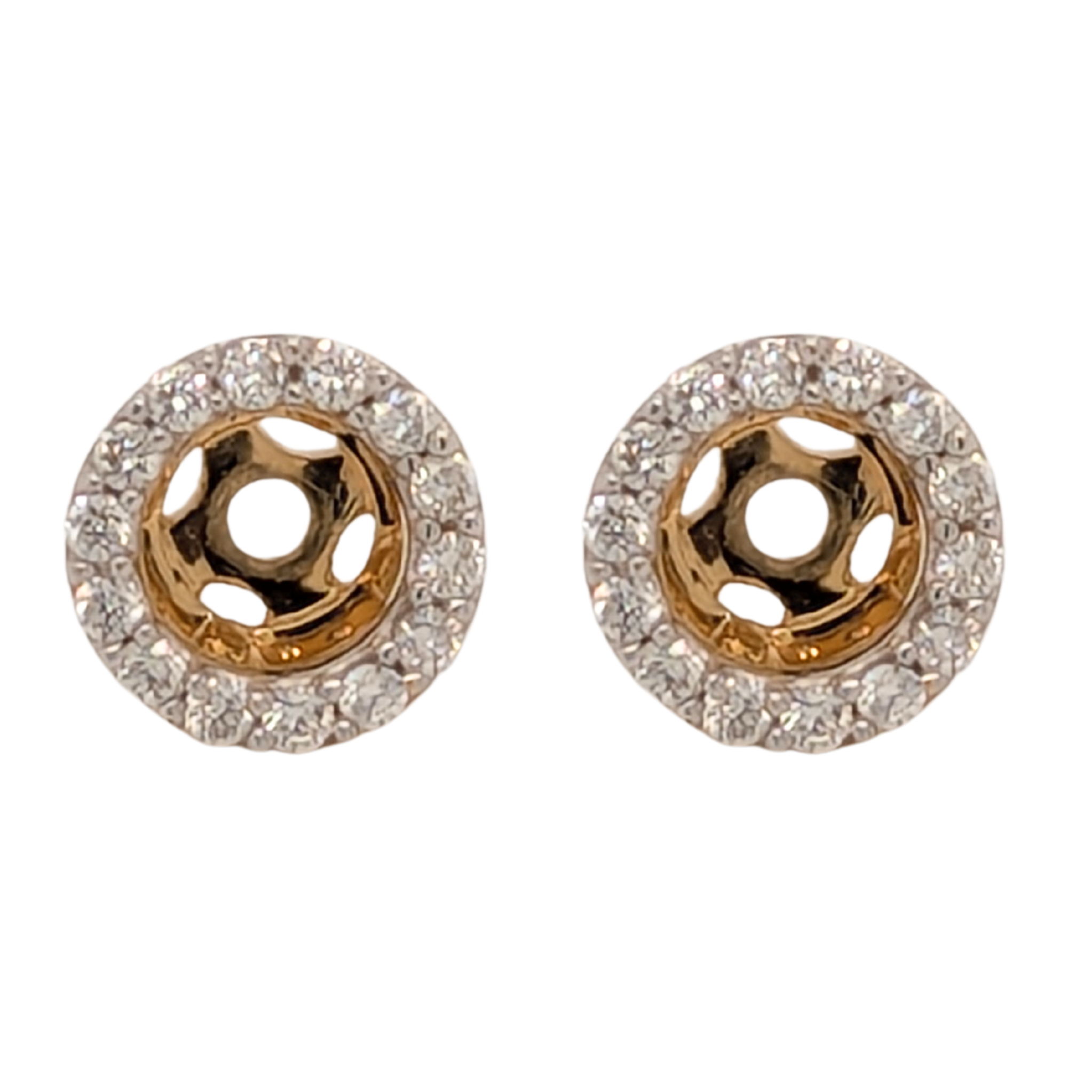 14K Gold 1/6CTW Diamond Halo Earring Jackets