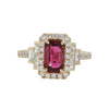 18kt Yellow Gold 1.42ct Emerald Cut Ruby .70ctw Diamond Ring