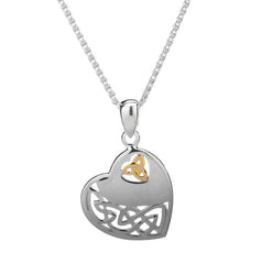 Sterling Silver Celtic Heart Necklace with 10K Accents