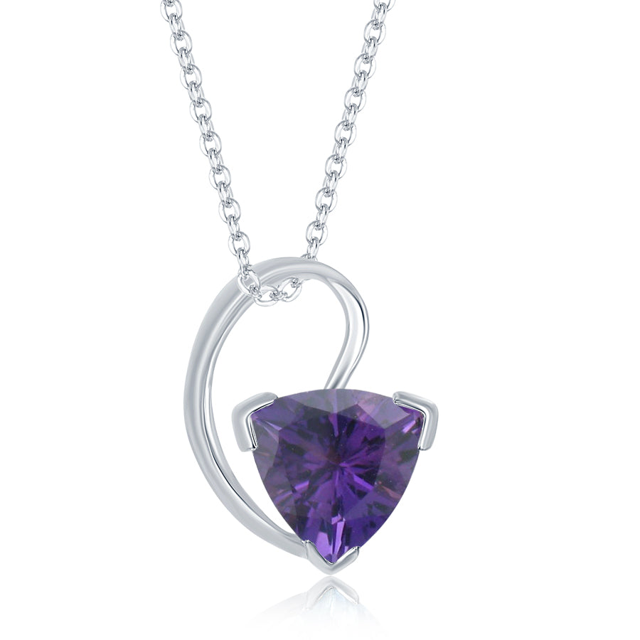 Sterling Silver Trillian Amethyst Swoop Pendant with Chain