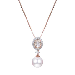 14K Rose Gold Morganite & Pearl Necklace