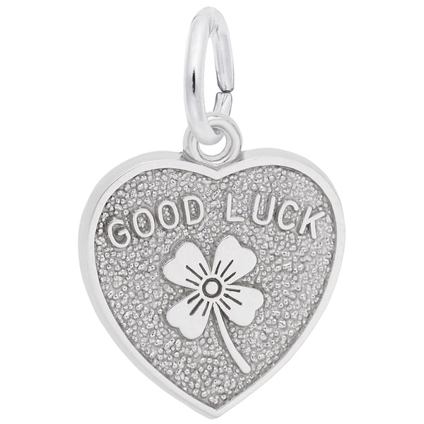 STERLING GOOD LUCK HEART CHARM