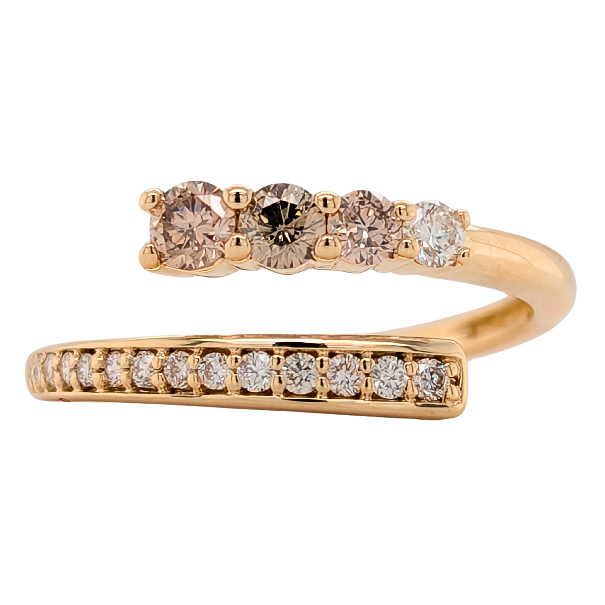 14KT Gold Desert Diamonds Open Bypass Ring