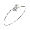 Sterling Silver Freshwater Pearl & Diamond Bangle Bracelet