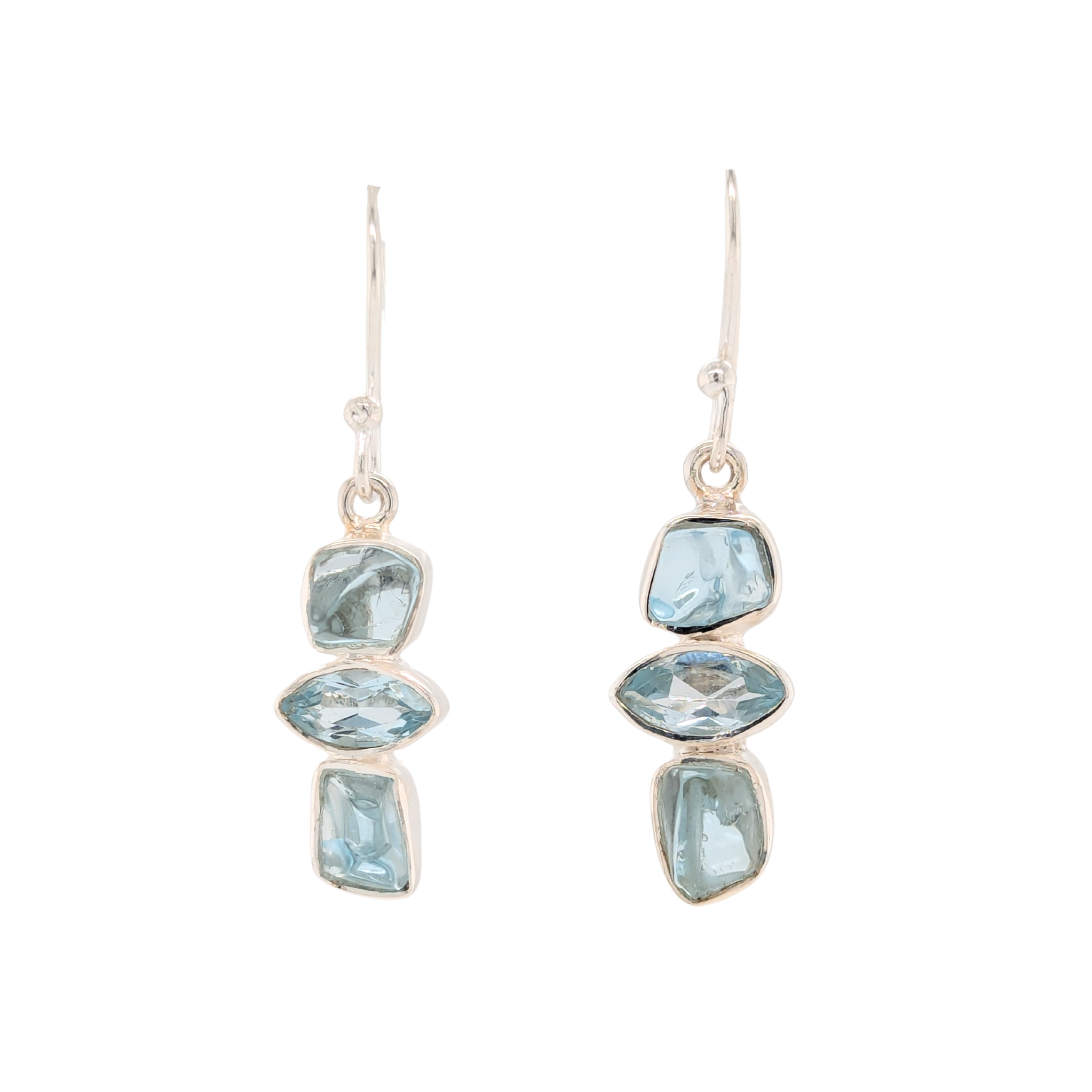 Sterling Silver Blue Topaz Earrings with Marquise