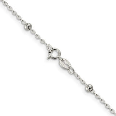 Sterling Silver 1.3MM Fancy Beaded Chain Necklace 18"