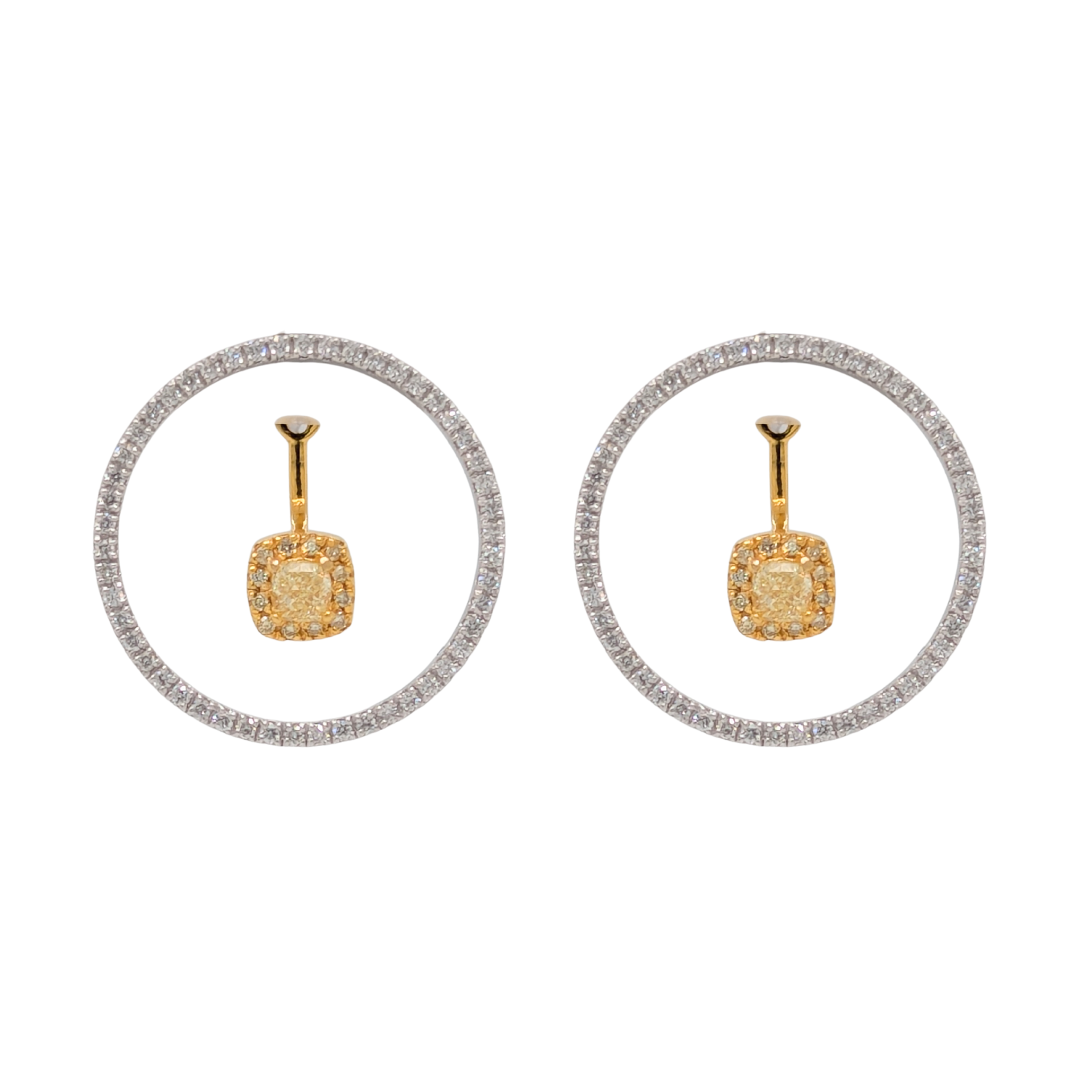 14K Two Tone Natural Yellow & White Floating Earrings