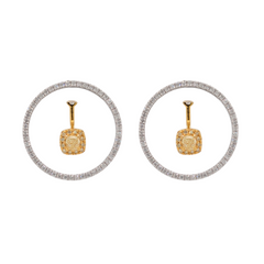 14K Two Tone Natural Yellow & White Floating Earrings
