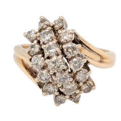 Estate: 10K Yellow Gold Diamond Waterfall 1CTW Ring