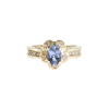 Estate 10kt Yellow Gold 1ct Tanzanite Diamond .19ctw Flower Ring
