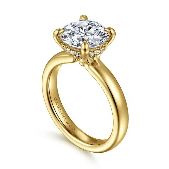 14K Yellow Gold Neema 3CT Small Hidden Halo Engagement Semi-Mount S2086941