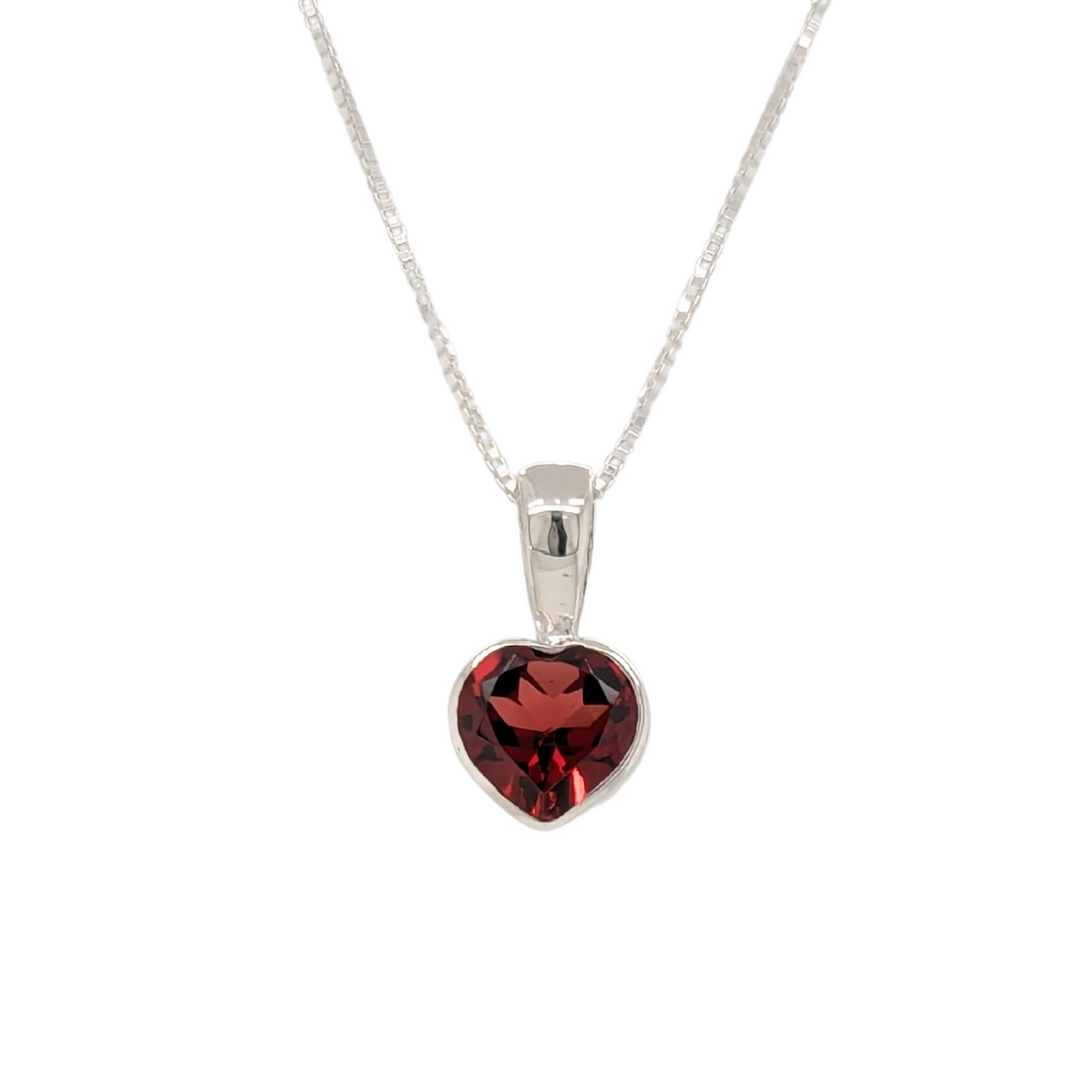 Sterling Garnet Heart Pendant
