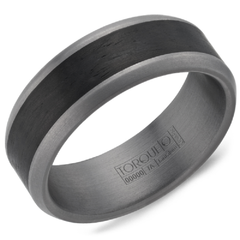 Men's Tantalum 7.5MM Forged Carbon Fiber Inlay Ring Size 10