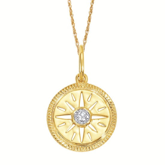 14K YG .02CTW CIRLCLE PENDANT