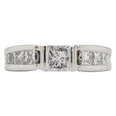 Estate: Platinum Princess Cut Diamond Channel Set Ring