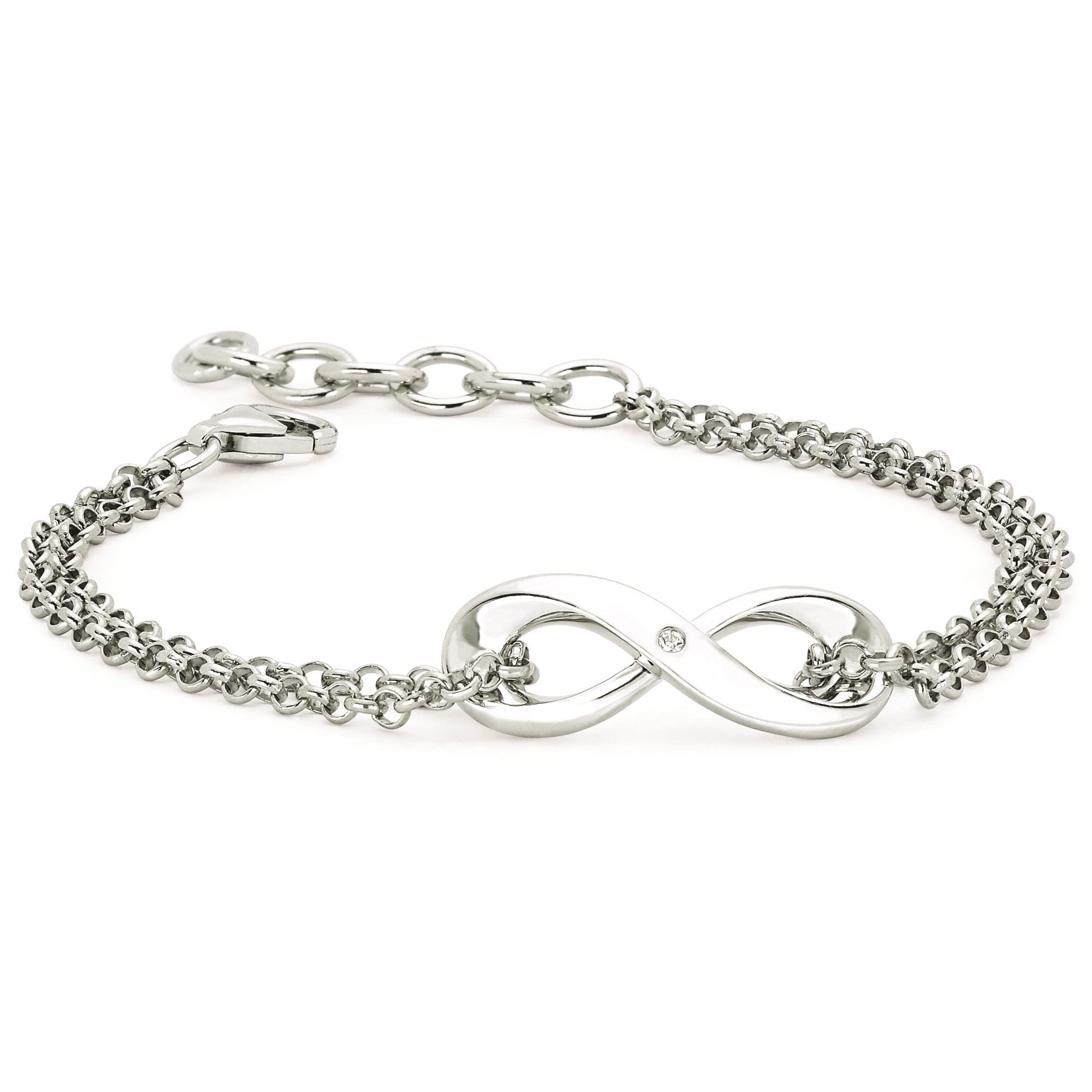 Sterling Silver Infinity Bracelet with Diamond