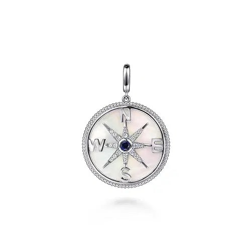 Bujukan Sterling Silver Compass Pendant with Mother of Pearl