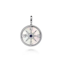 Bujukan Sterling Silver Compass Pendant with Mother of Pearl