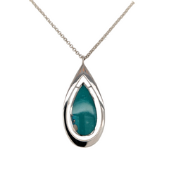 Sterling Silver Turquoise Drop Necklace with Adjustable Toggle Chain
