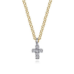 14K Two Tone Gold Chain With Cross Pendant
