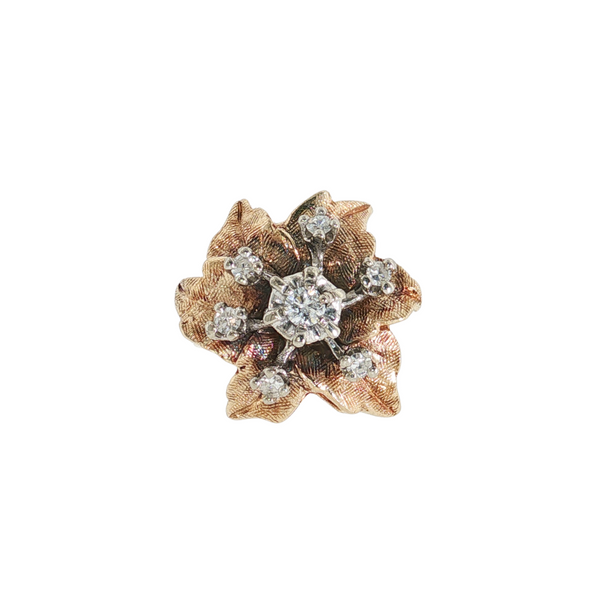 Estate 14kt Yellow Gold Vintage Flower Diamond Ring