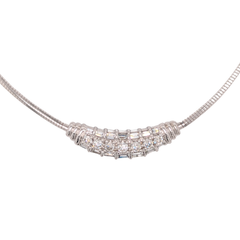 Estate:  14K White Gold Diamond Omega Necklace