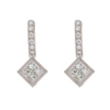 18K White Gold Princess Cut Diamond Huggie Earrings