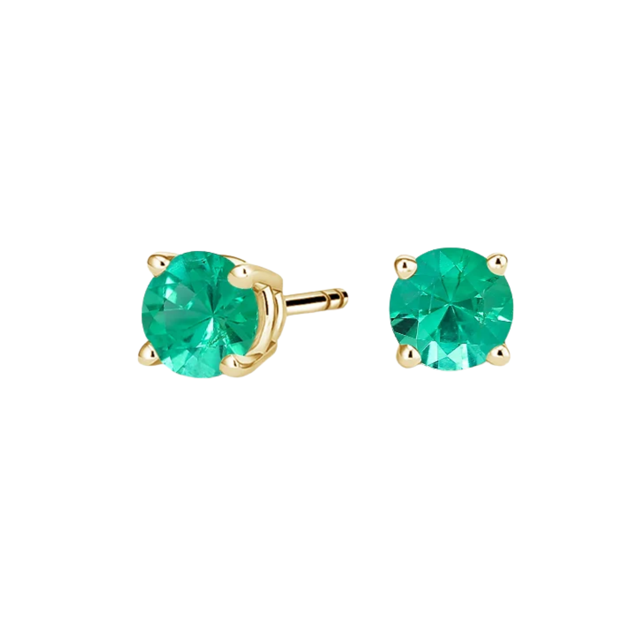 14K Yellow Gold Mint/Teal Tourmaline Stud Earrings