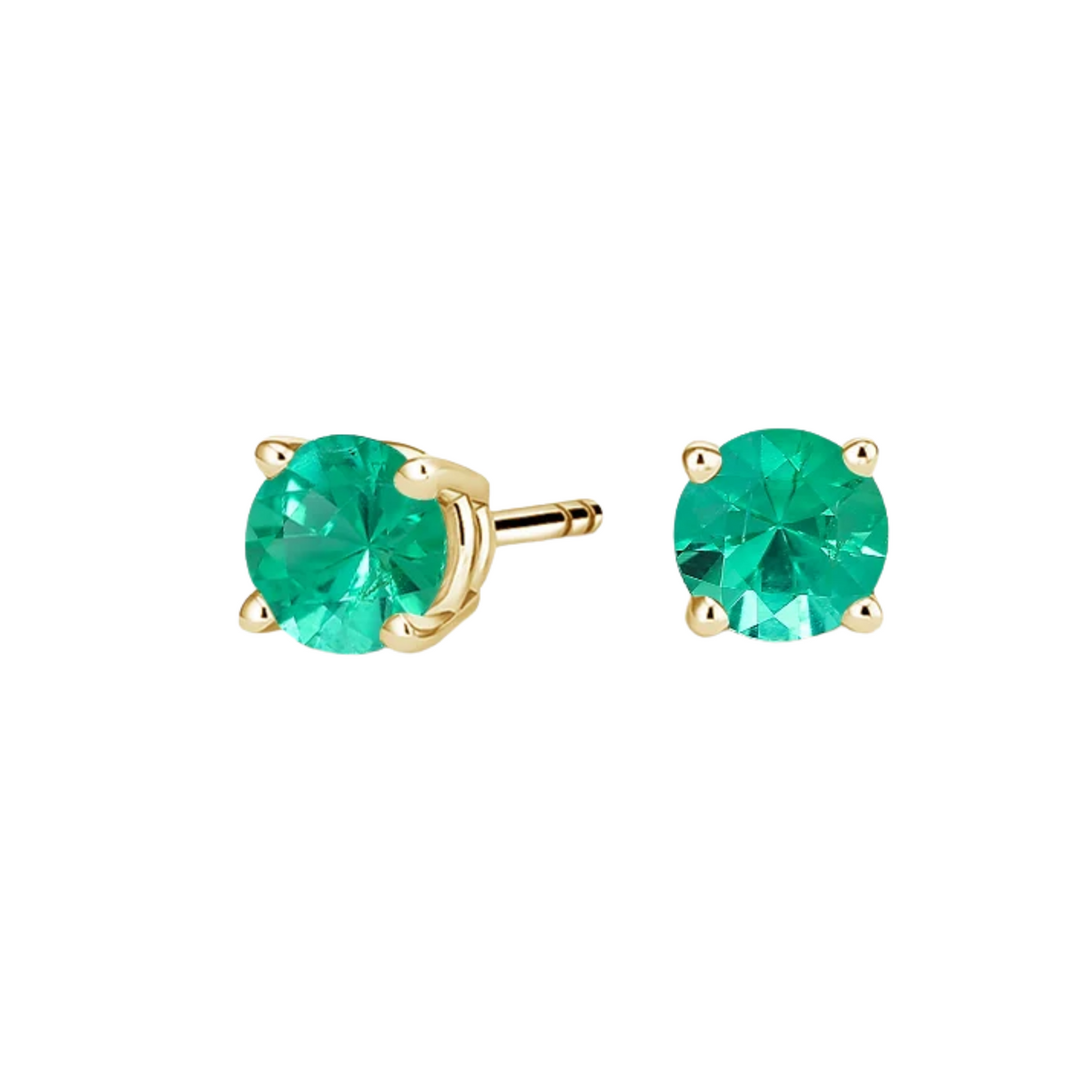 14K Yellow Gold Mint/Teal Tourmaline Stud Earrings