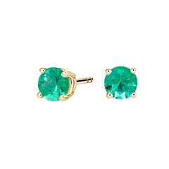14K Yellow Gold Mint/Teal Tourmaline Stud Earrings