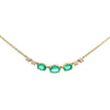 14K Triple Oval Emerald Necklace with Diamonds