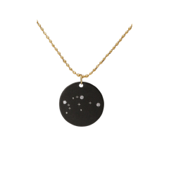 Zirconium Aquarius Zodiac Lab Grown Diamond Disc Necklace with Gold Filled Chain