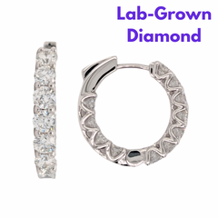 14KT White Gold 3.72CTW Lab Grown Diamond Huggies