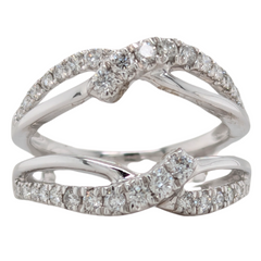 14K White Gold Diamond Crossover Ring Guard