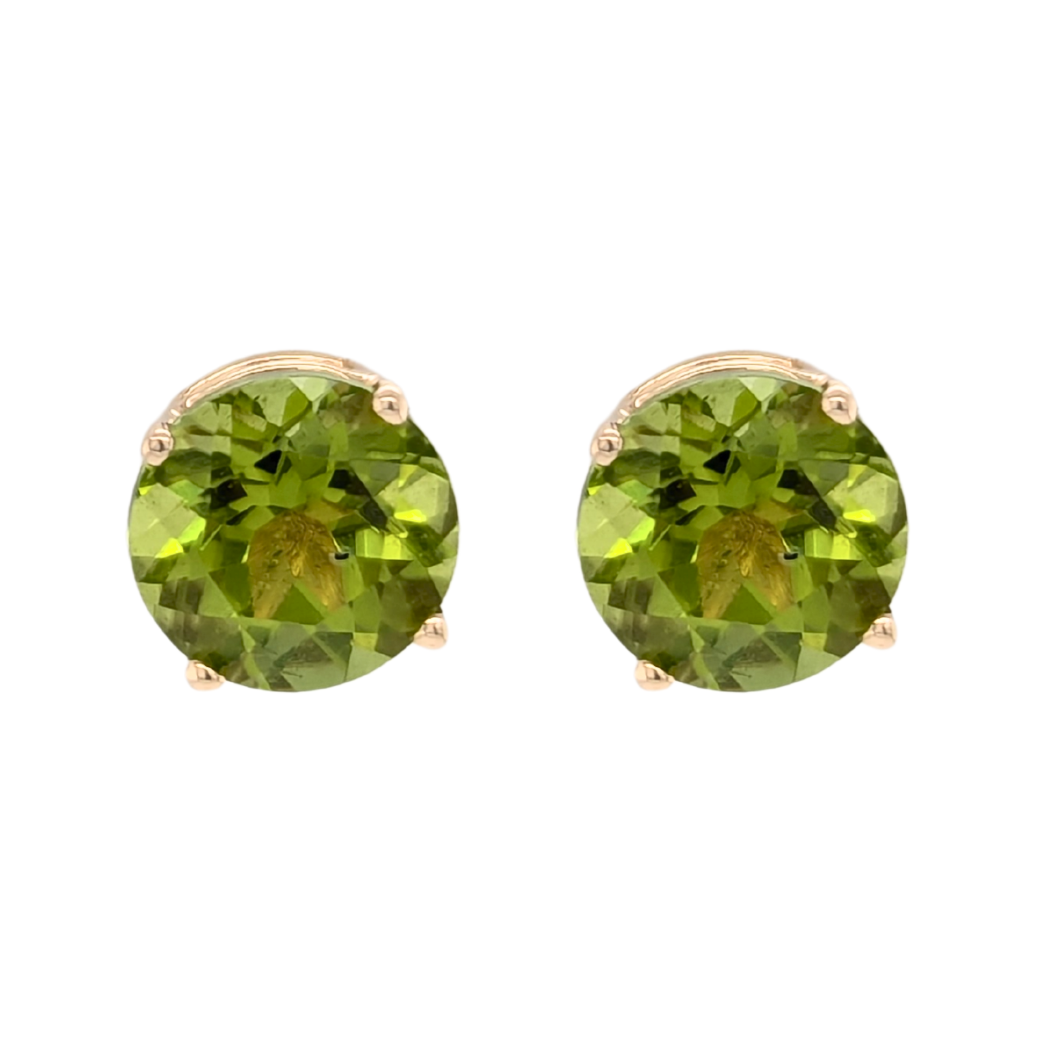 14K Yellow Gold 2.5CTW Peridot Stud Earrings