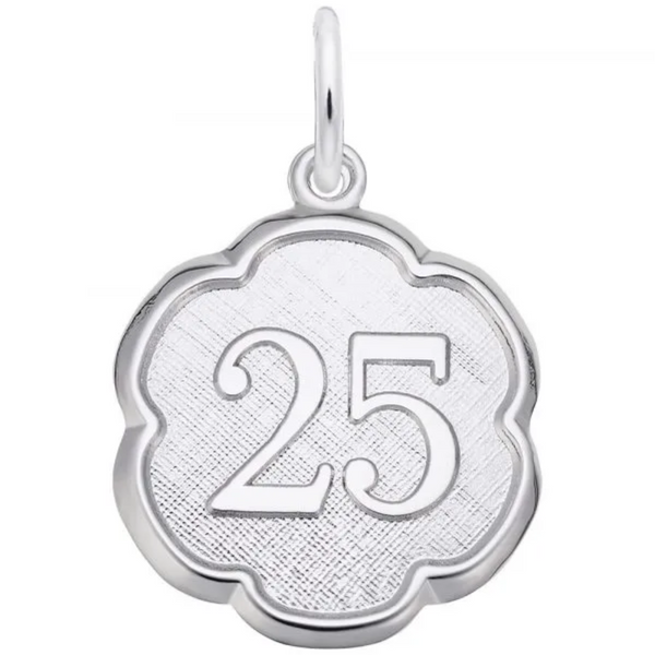 Sterling Silver Scalloped 25 Disc Charm