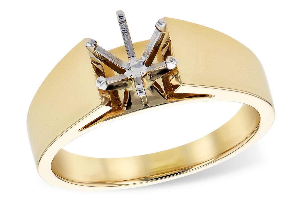 14K Yellow Gold Tapered Cathedral Semi-Mount Engagement Ring - Hold 1CT Center