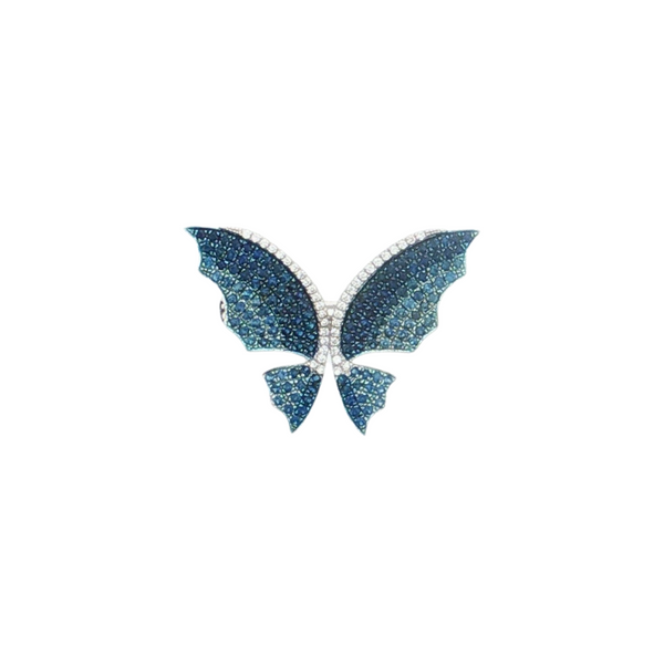 Estate Platinum .90ctw Sapphire .10ctw Diamond Butterfly Pendant and Pin Combo