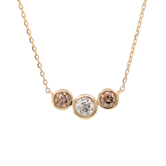 10K Yellow Gold Desert Diamonds 3 Stone Necklace