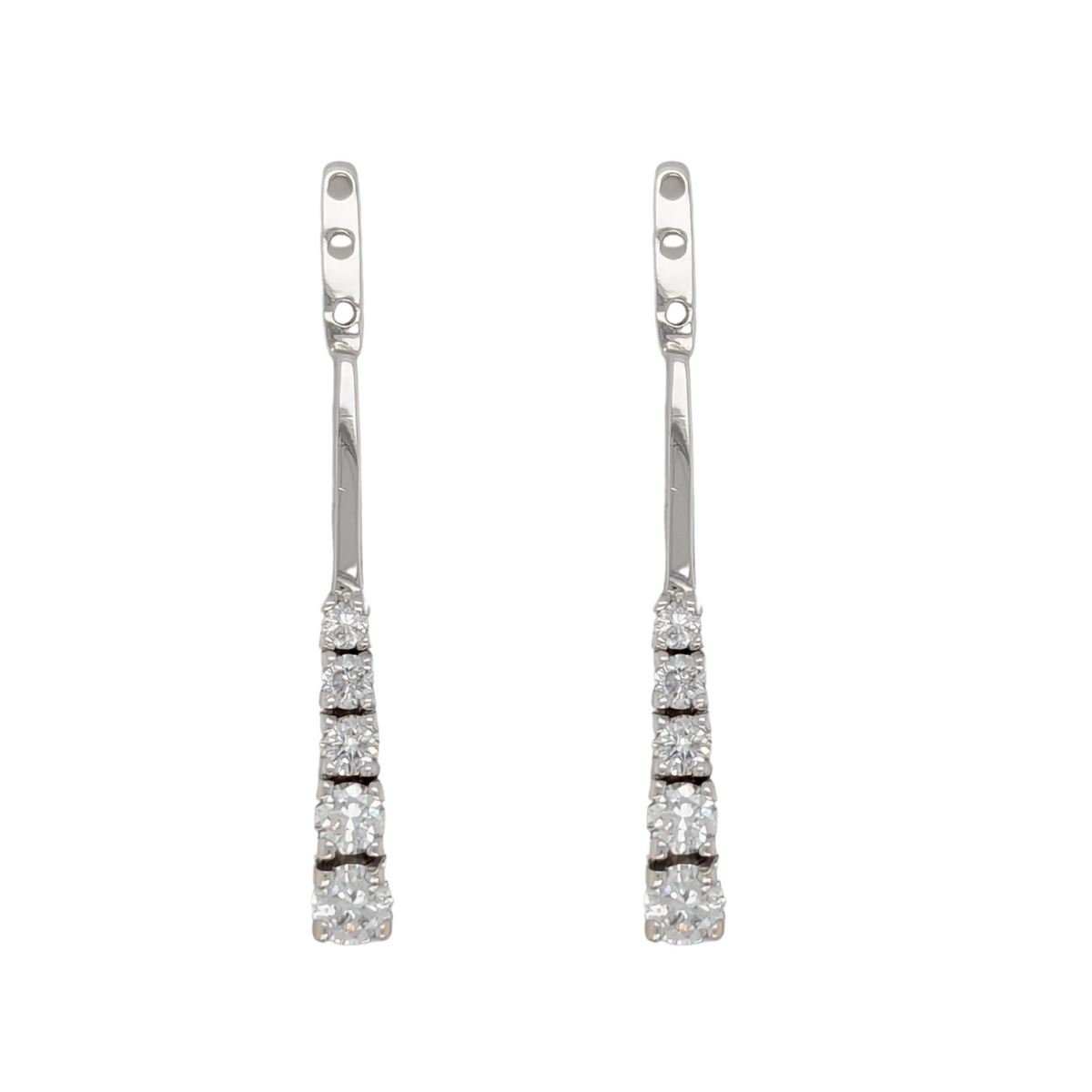 Estate: 18K White Gold Diamond Drop Earring Jackets.