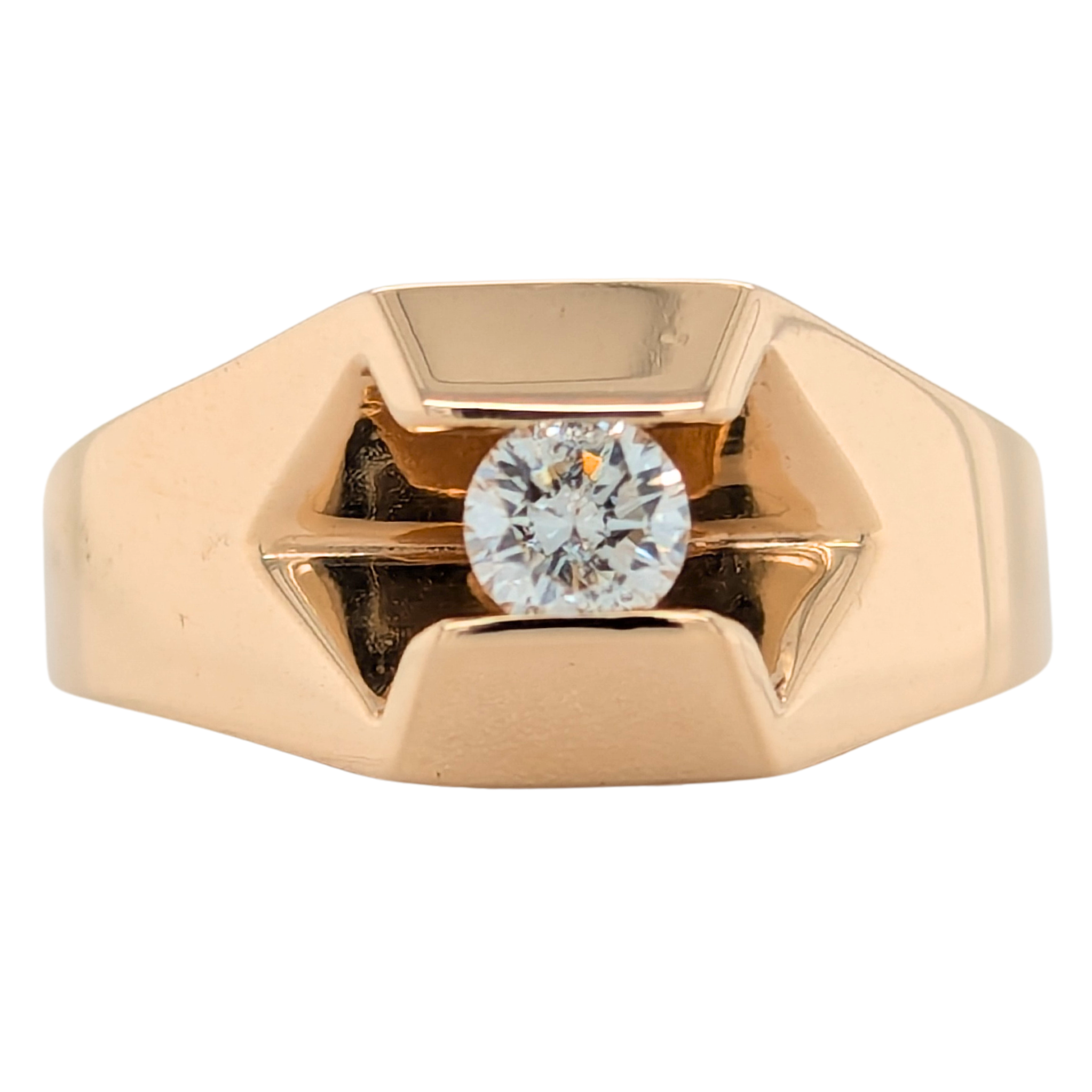 Estate: 14K Yellow Gold Men's Solitaire 1/4CT Ring