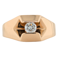 Estate: 14K Yellow Gold Men's Solitaire 1/4CT Ring