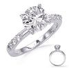 14K White Gold Baguette & Round Diamond Engagement Semi-Mount