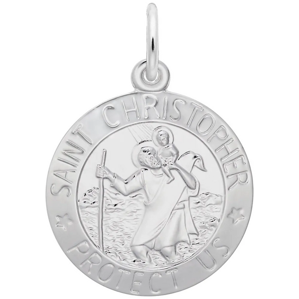 Sterling Silver St. Christopher Disc Charm.