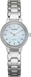 Citizen Quartz Stainless Watch with Crystals and Mother of Pearl EZ7010-56D